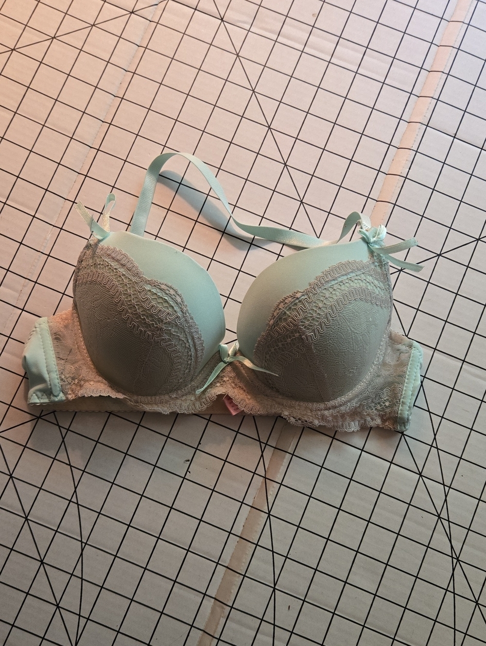 Light Mint Lace Push-Up Bra - Women's Intimates: Z
